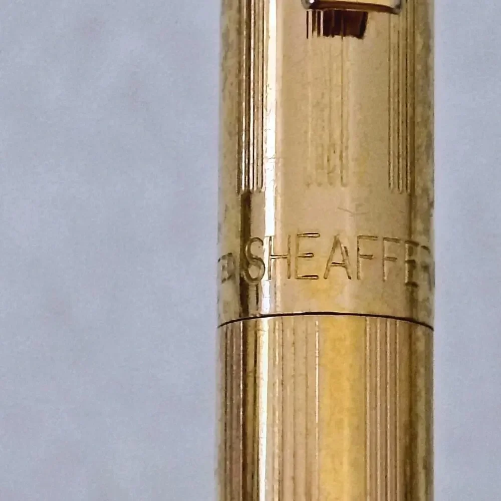 Vintage Sheaffer Gridded Gold Electroplated Ballpoint Twist Pen USA Made Office